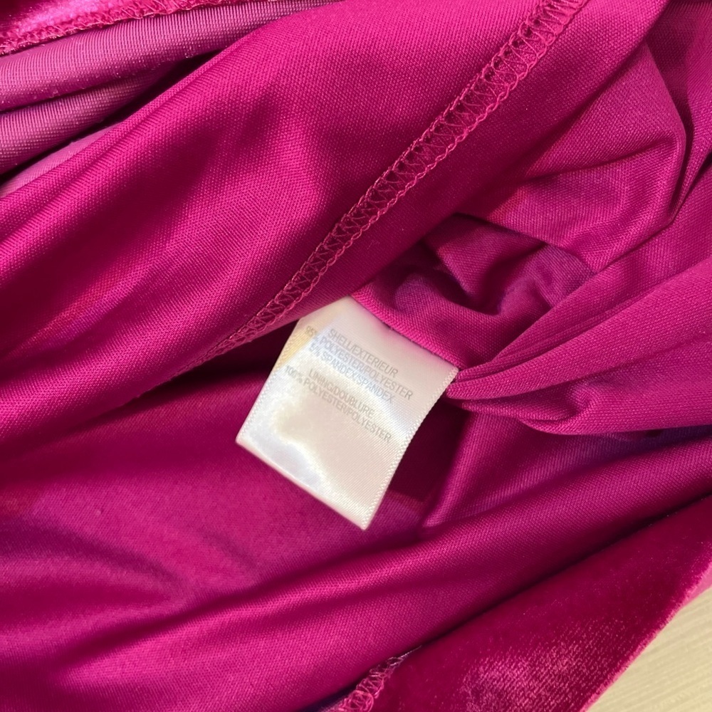 One33 Social Hot Pink Velvet Cutout Mini Dress Draped Front Balloon Sleeve Glam - Picture 7 of 15